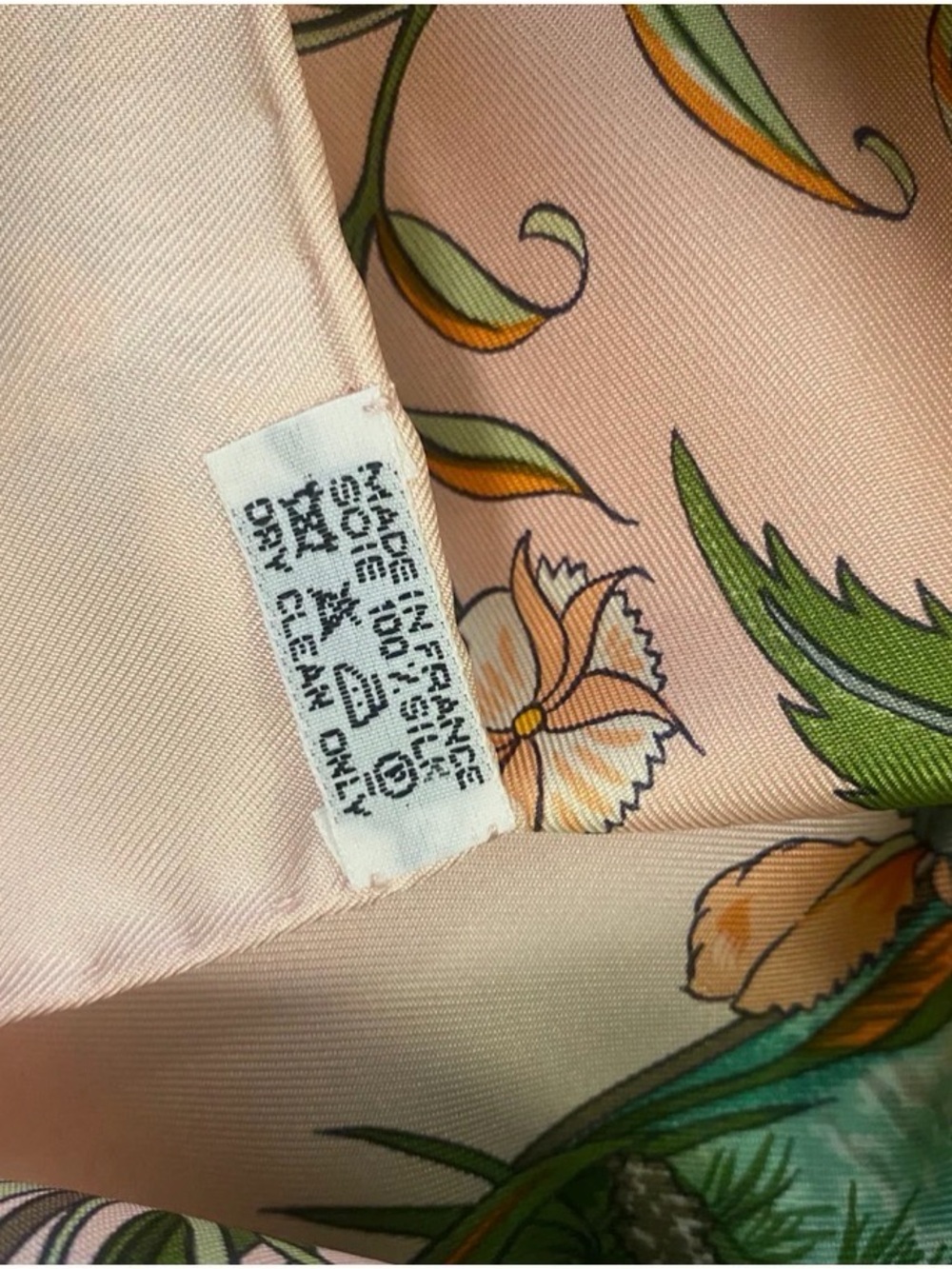 Hermes Pink and Green Silk Scarf with Lotus and River Scene - Picture 10 of 12